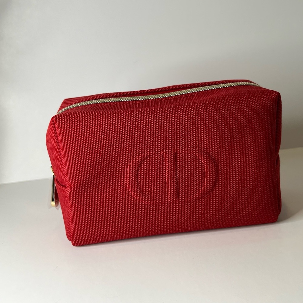 Dior Red Beauty Pouch Cosmetic Organizer Makeup - Picture 4 of 7